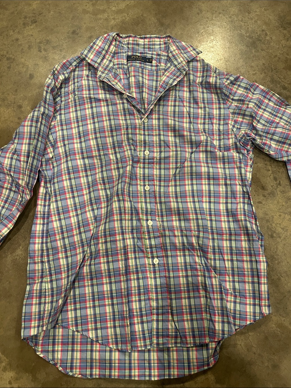 Polo by Ralph Lauren Blue, Pink & White Plaid Button-Down Shirt